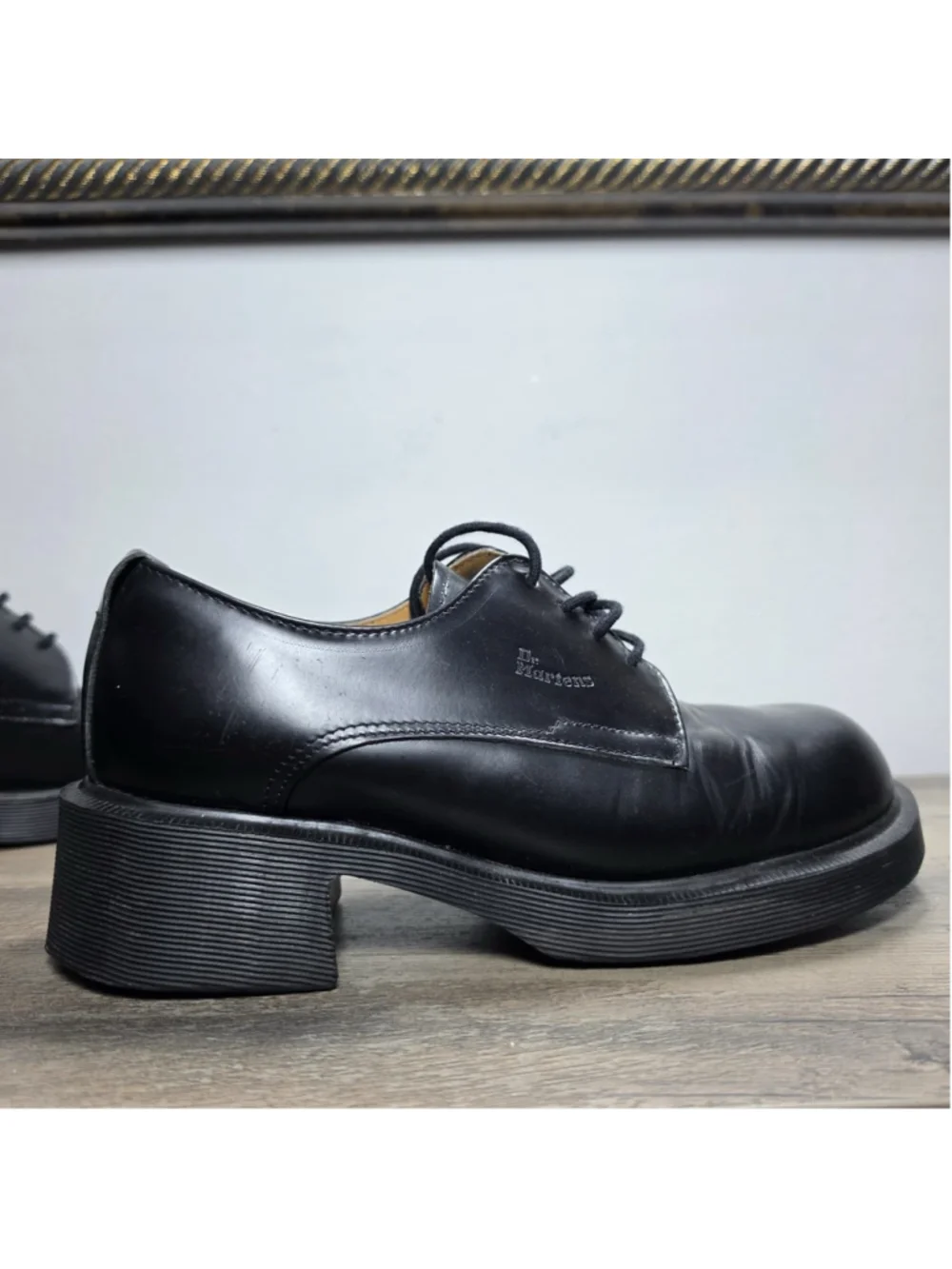 Dr Martens VTG Derby Shoes Women's 6 US Black Leather Chunky 8461 England